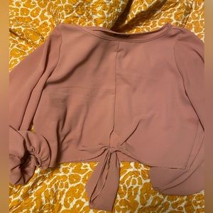 Pink Fashion Nova tie blouse